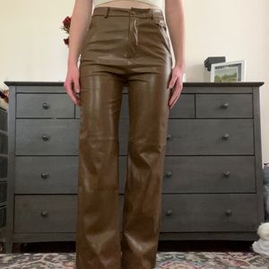 Brown Vegan Leather Pants